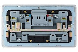 Schneider Electric GU3420-BSS 2-Gang 13A Ultimate Screwless Flat Plate Switched Socket, Stainless steel with Black - Pack of 3